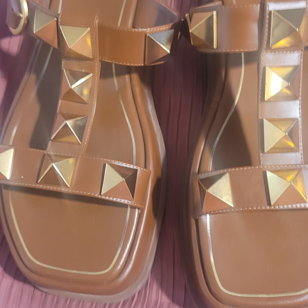 Valentino Garavani Brown Sandals with Gold Accents